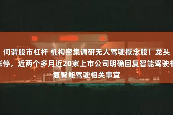 何谓股市杠杆 机构密集调研无人驾驶概念股！龙头20CM涨停，近两个多月近20家上市公司明确回复智能驾驶相关事宜