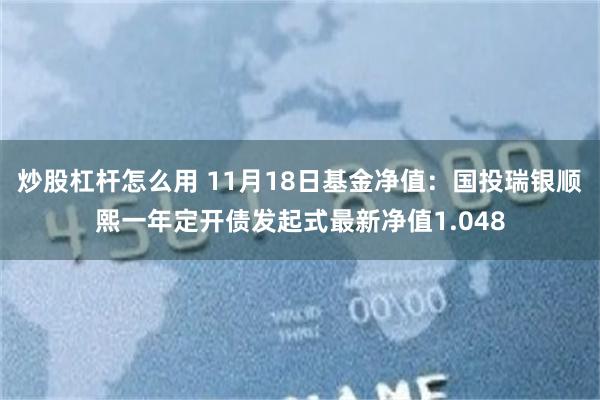 炒股杠杆怎么用 11月18日基金净值：国投瑞银顺熙一年定开债发起式最新净值1.048