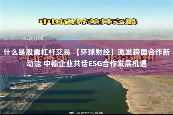 什么是股票杠杆交易 【环球财经】激发跨国合作新动能 中德企业共话ESG合作发展机遇